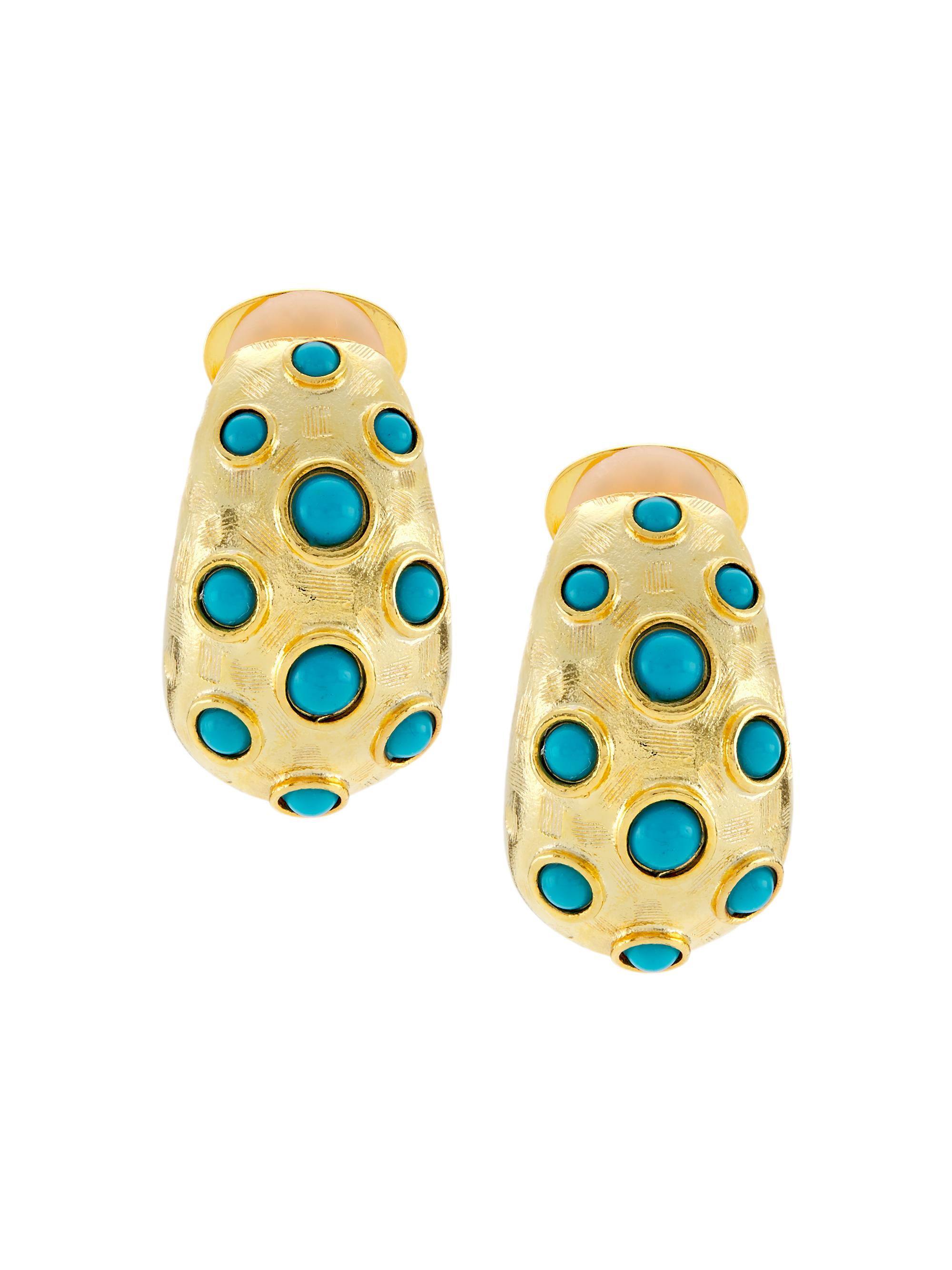 Kenneth Jay Lane Women's Turquoise Dots 22K Gold-Plated & Resin Drop Earrings - Gold Turquoise