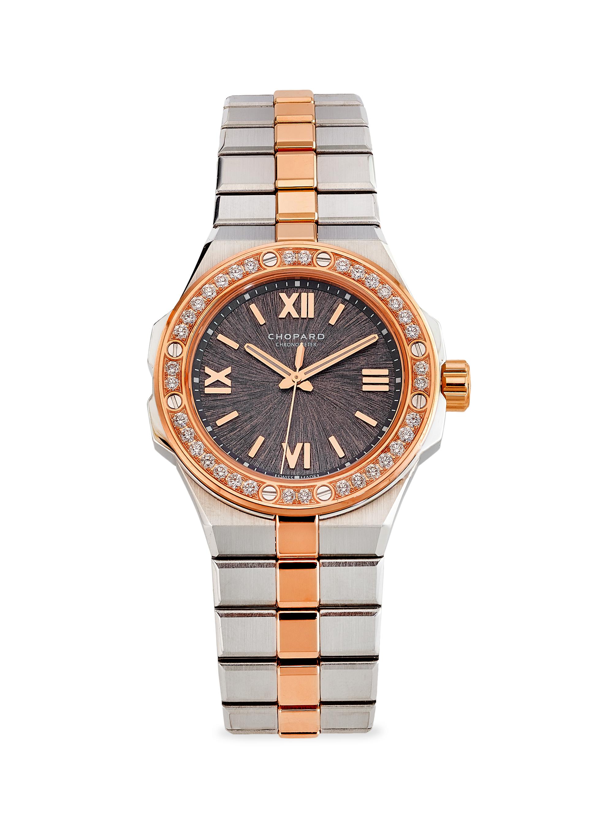 Chopard Women's Alpine Eagle Stainless Steel, 18K Rose Gold, & 0.57 TCW Diamond Bracelet Watch - Pink