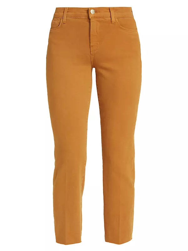 Women's Black Cropped Top, Orange Pajama Pants, Brown Suede Tote Bag,  Silver Pendant