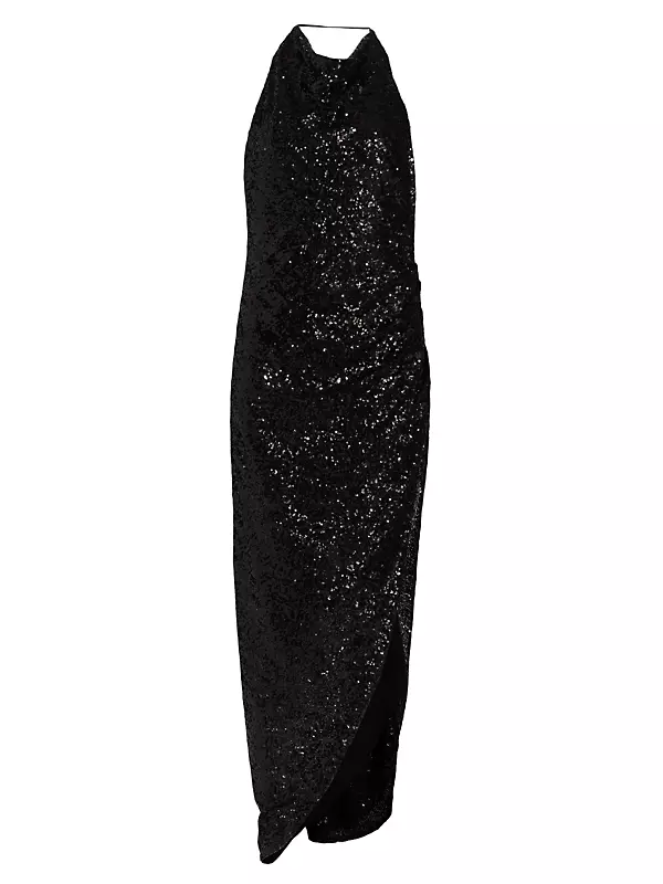 Elektra Asymmetric Sequined Gown