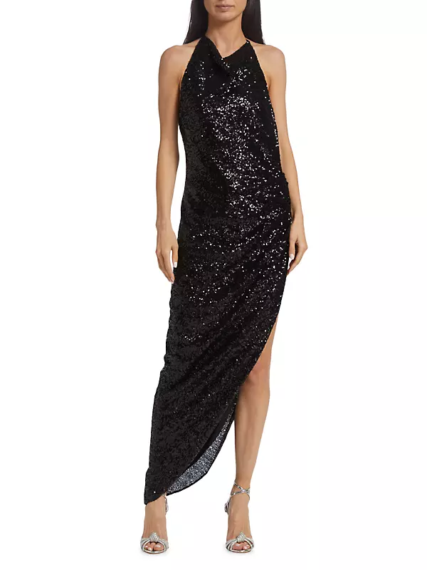 Elektra Asymmetric Sequined Gown