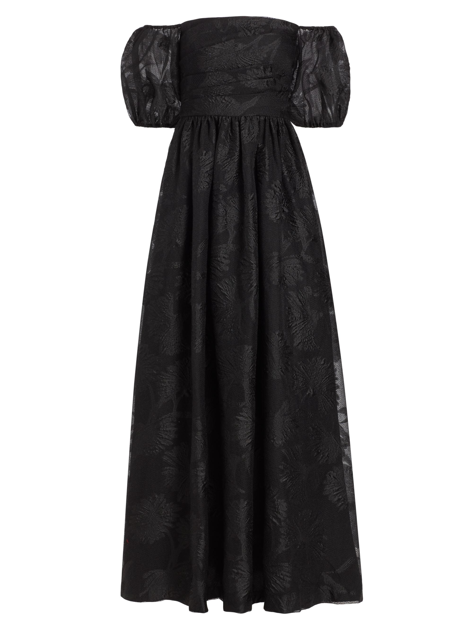 ML Monique Lhuillier Women's Organza Jacquard Off-The-Shoulder Gown - Black