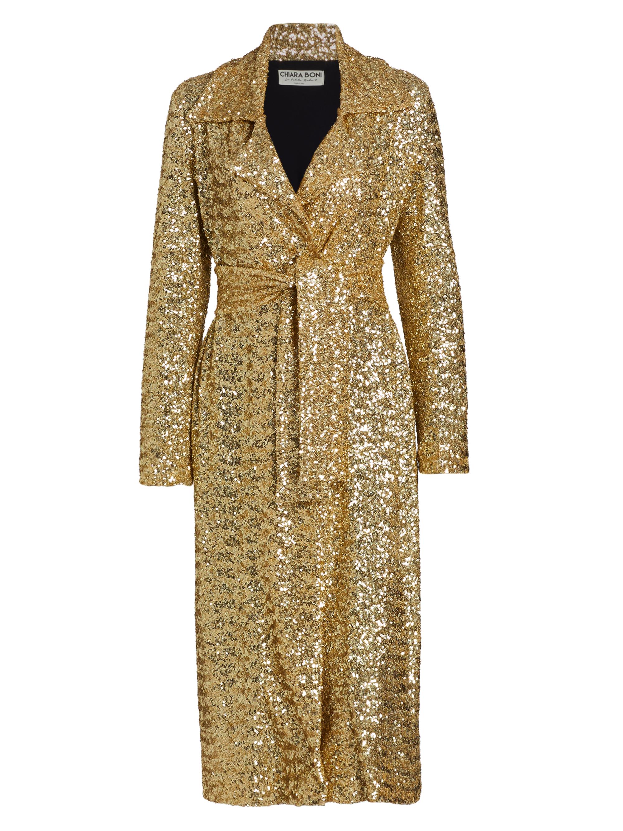 Chiara Boni La Petite Robe Women's Saveria Long Sequin Wrap Coat - Oro