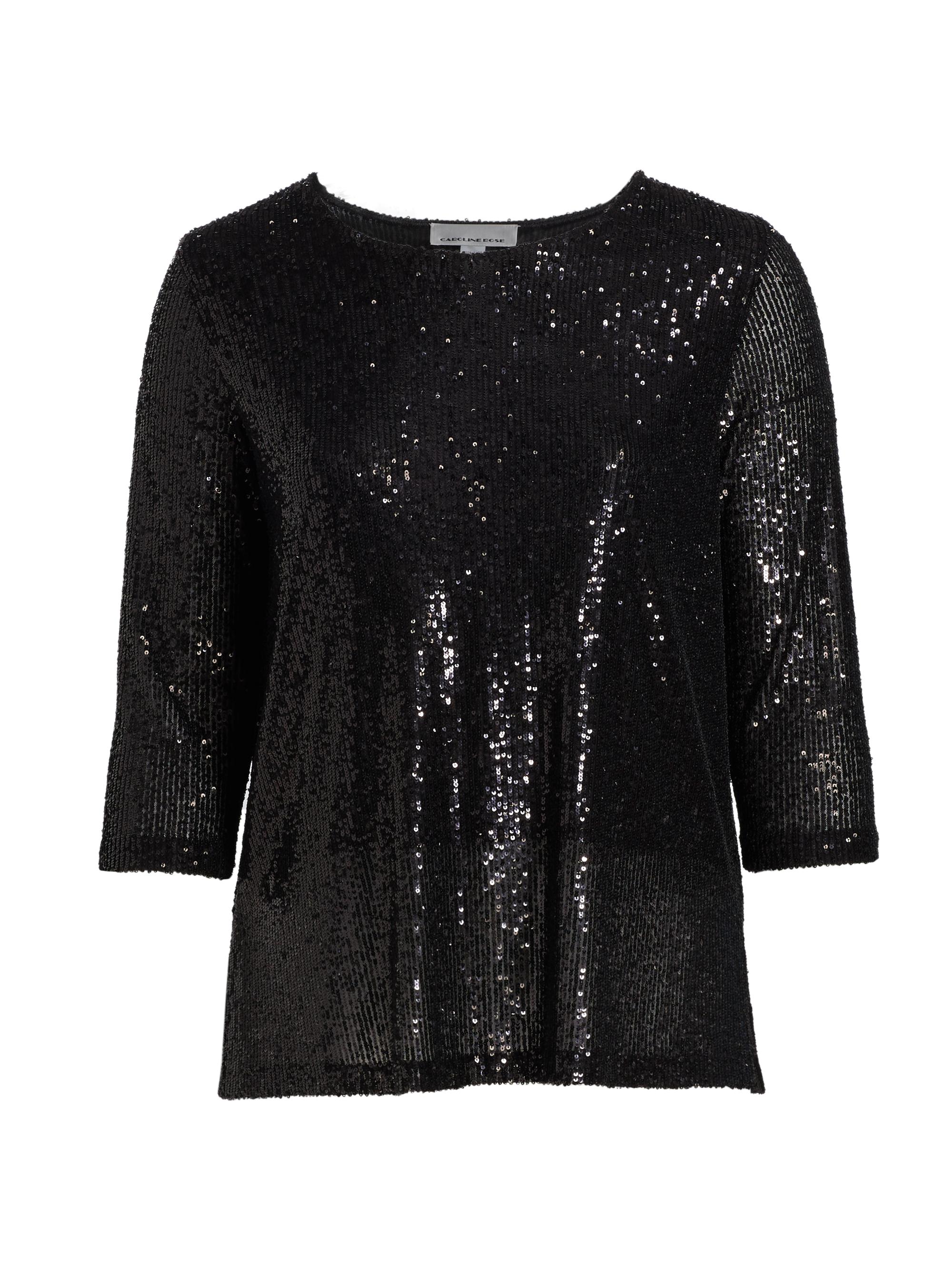 Caroline Rose Women's Matte Crepe Sequin Knit Tunic - Black