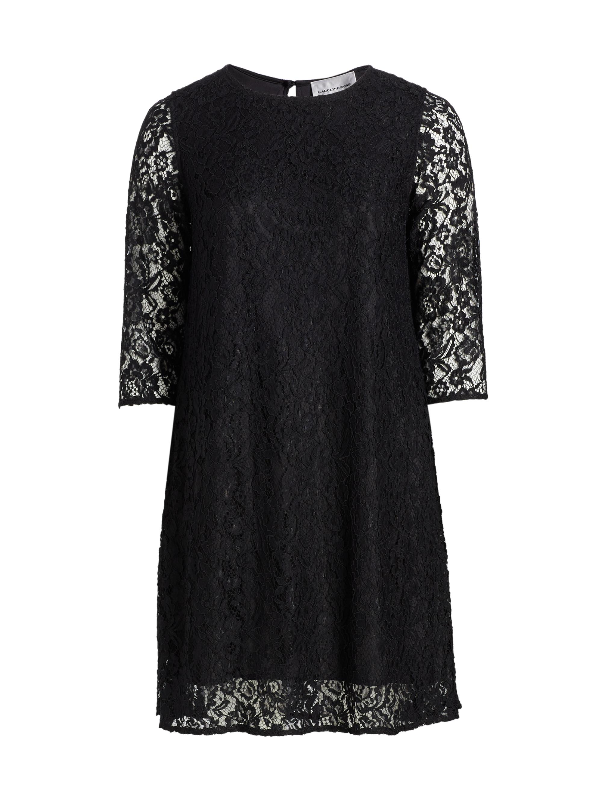 Caroline Rose Women's Matte Crepe Flora Lace Knee-Length Dress - Black