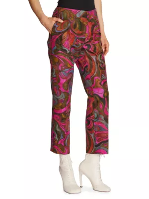 ETRO abstract-print wide-leg trousers - Red
