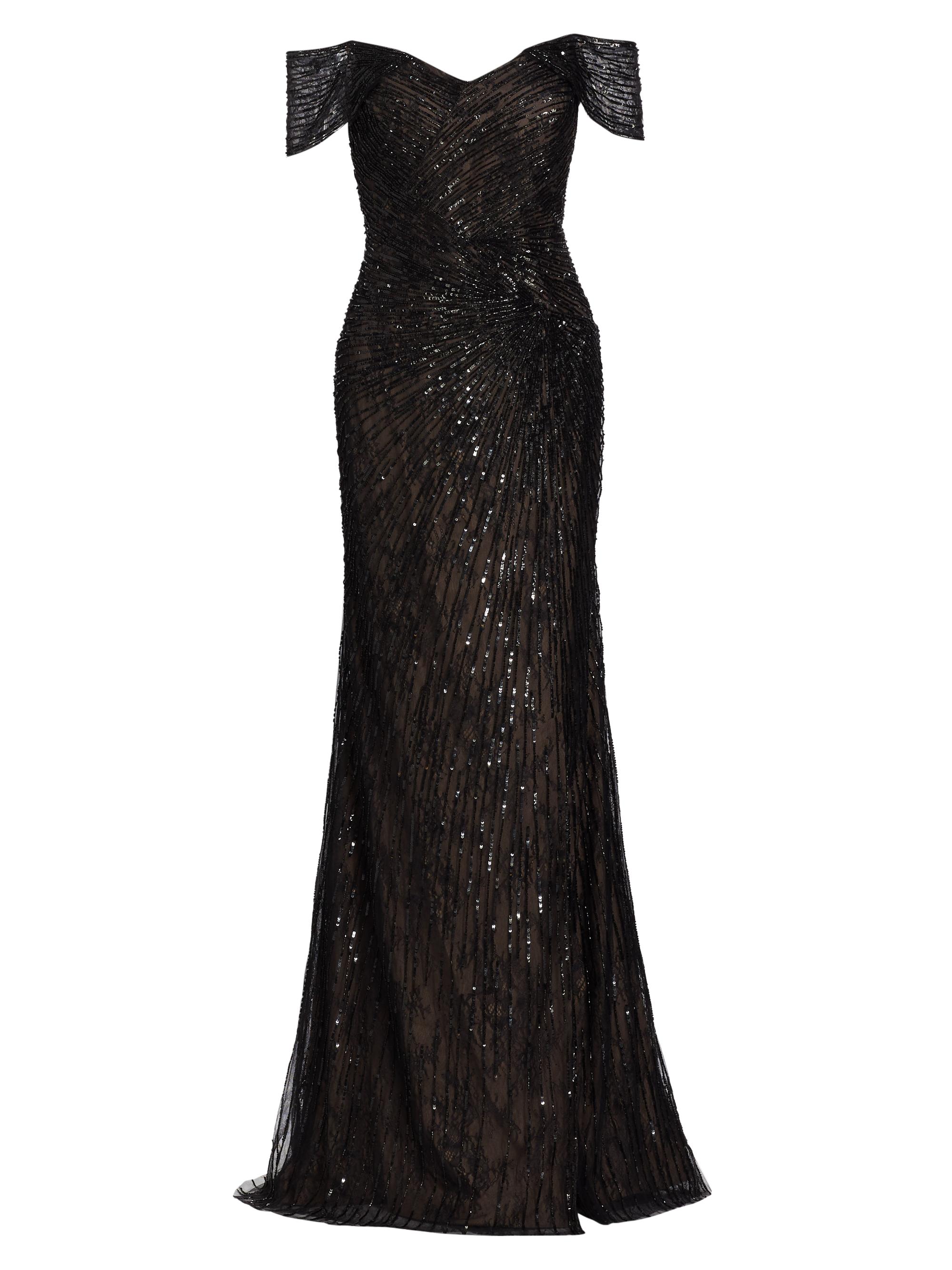 Rene Ruiz Collection Women's Sequined Off-The-Shoulder Gown - Black