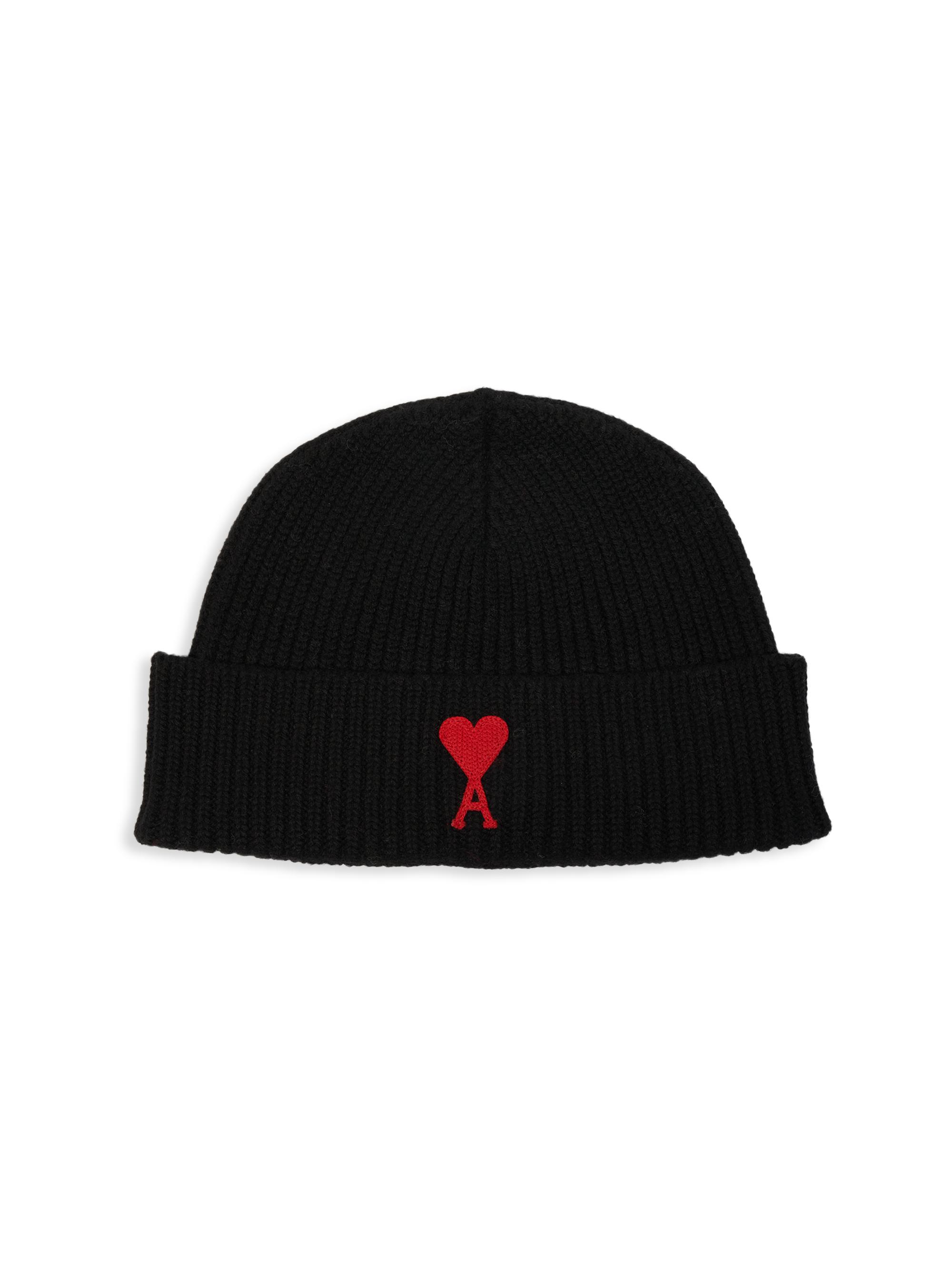 AMI Paris Men's ADC Beanie Hat - Black Red