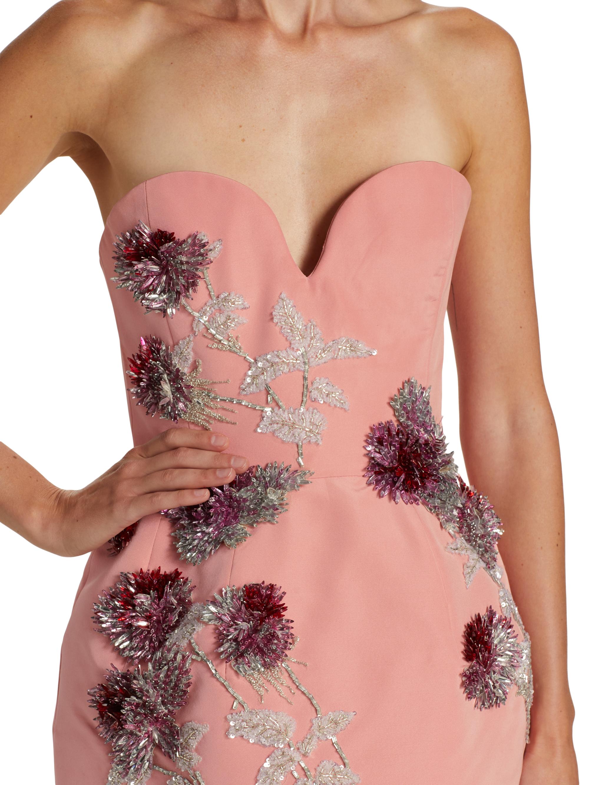 rosa linda embroidered mini dress Hemant And Nandita Gul Dusty Pink Floral Embroidered Strapless Mini Dress main image 1