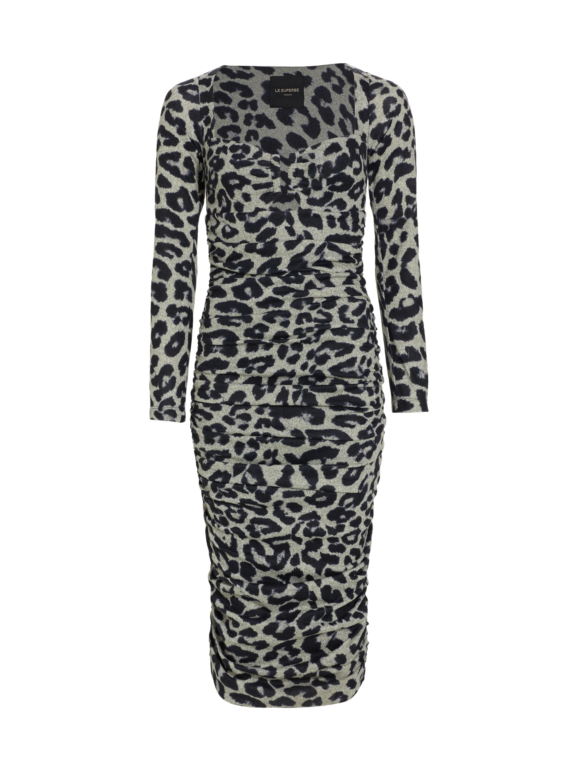 Le Superbe Women's Blondie Leopard Knit Dress - Def Grey Leopard