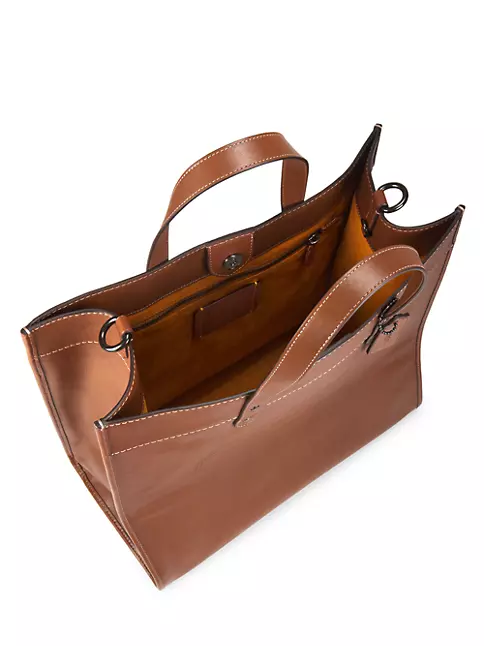 Coach Mens Laptop Bag Brown Zipper Detachable Strap Pockets Leather L