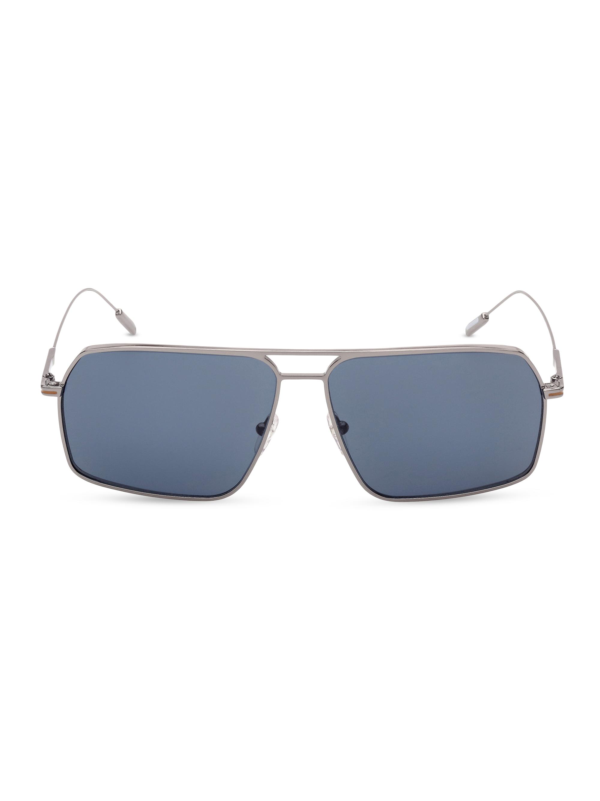 ZEGNA Men's 62MM Navigator Metal Sunglasses - Grey