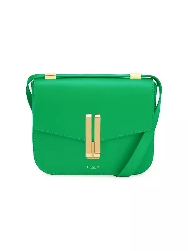 *New* Strathberry East West Mini green croc-embossed handbag, orig. $645