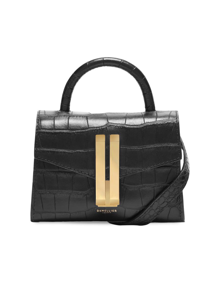 DeMellier Nano Montreal Croc-Embossed Leather Top Handle Bag