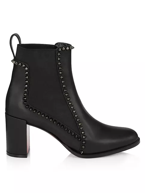 Christian Louboutin Women's Out Line Spikes Leather Ankle Boots