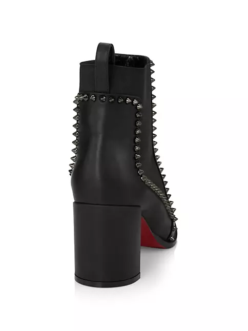 Christian Louboutin red Out Line Spike Leather Ankle Boots 70
