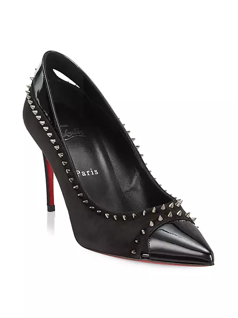 Christian Louboutin Black Patent Leather And Spike Wars Ankle