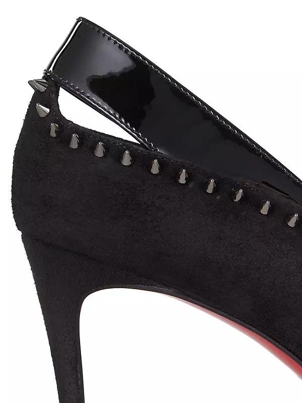 Christian Louboutin Black Patent Leather And Suede Spike Wars
