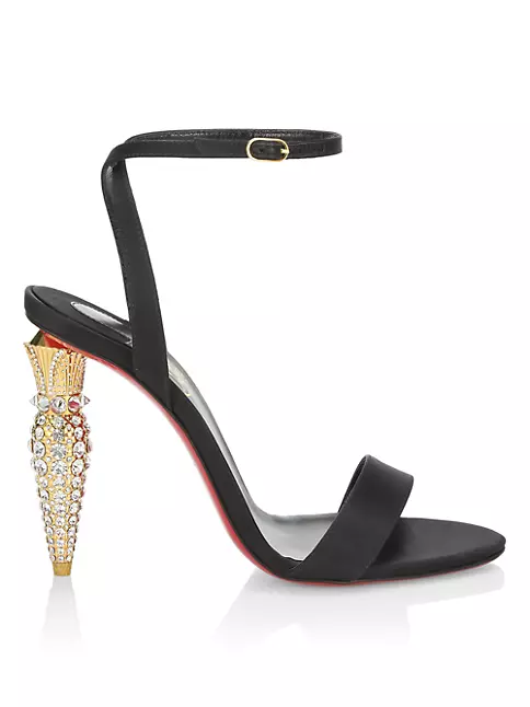 100mm Round Open Toe Ankle Strap High Heel Sandals Red Bottom Pumps
