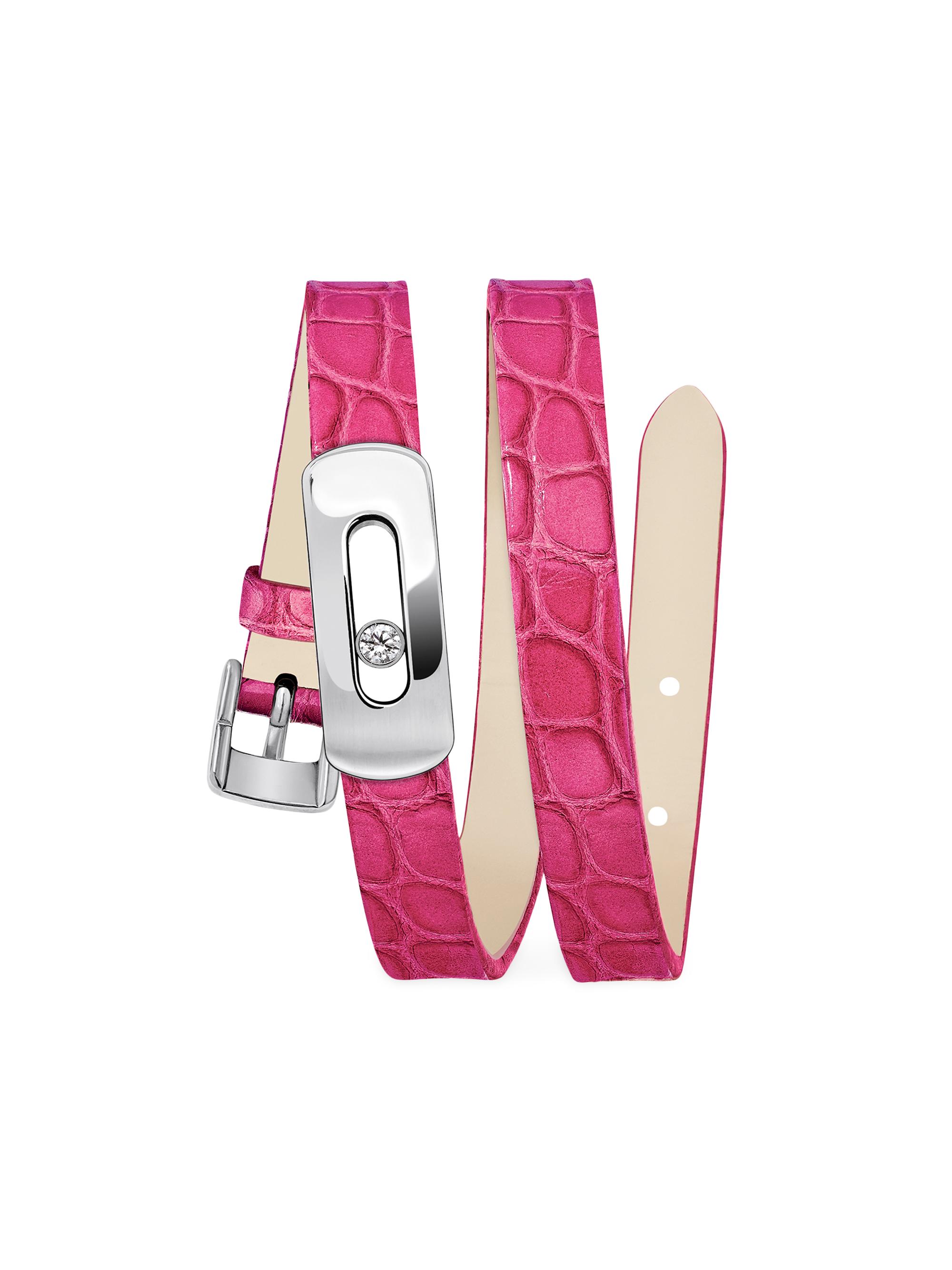 Messika Women's My Move 18K White Gold & Diamond Crocodile Wrap Bracelet - Rasberry Pink