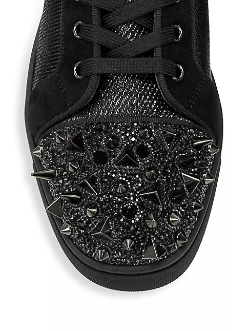 Christian Louboutin Dark Beige Leather Louis Orlato Spike High Top Sneakers  Size 40.5 Christian Louboutin