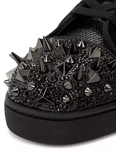 Christian Louboutin Mens Sneakers Size 44.5 11.5 US Lou Spikes 2 Flat Black  Mat