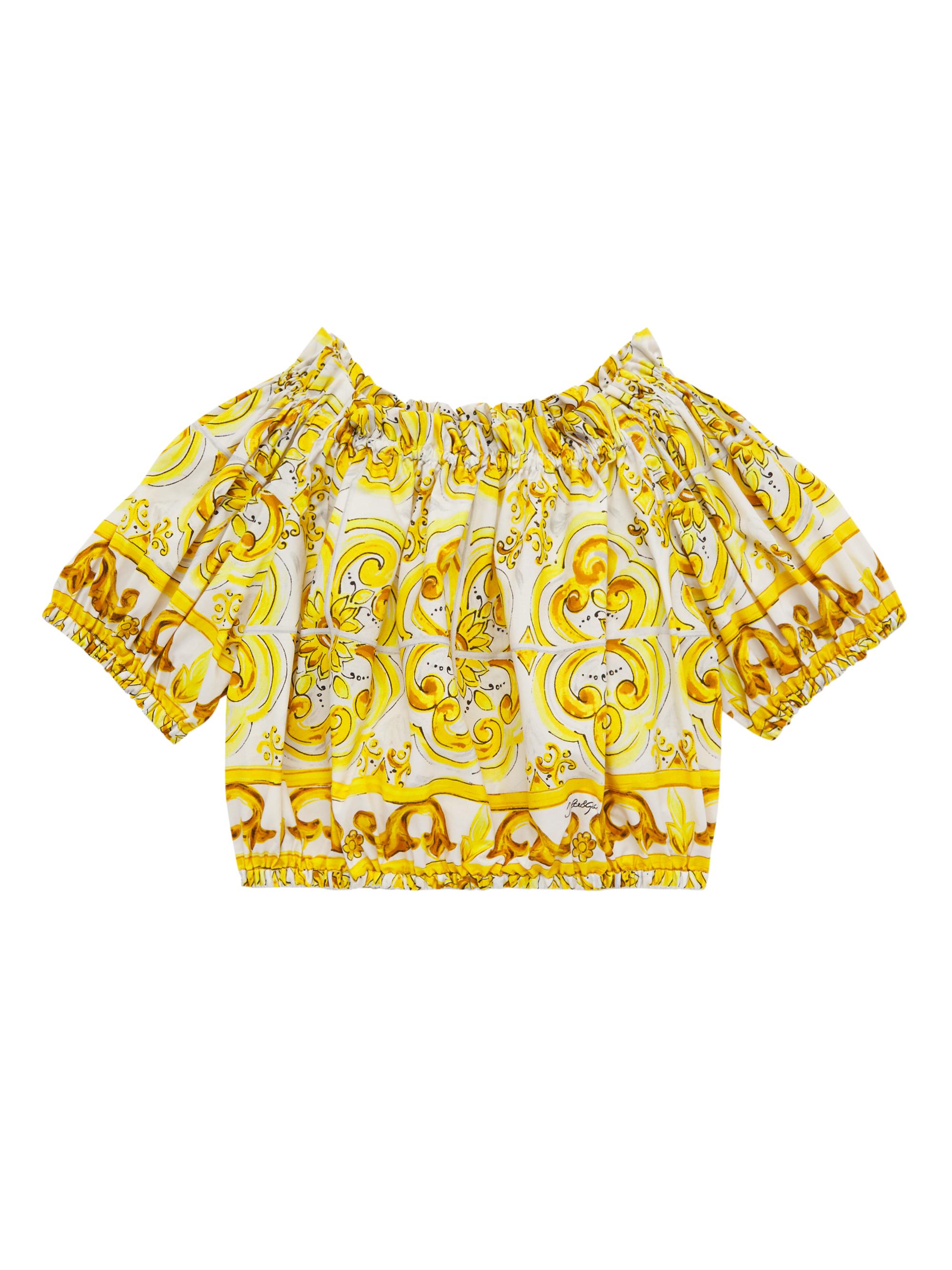 Dolce & Gabbana Little Girl's & Girl's Off-The-Shoulder Printed Cotton Top - Yellow