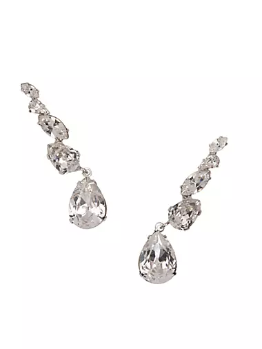 Roxie Rhodium-Plated & Crystal Drop Earrings