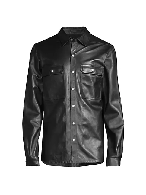Shop Rick Owens Leather Outershirt   Saks Fifth Avenue