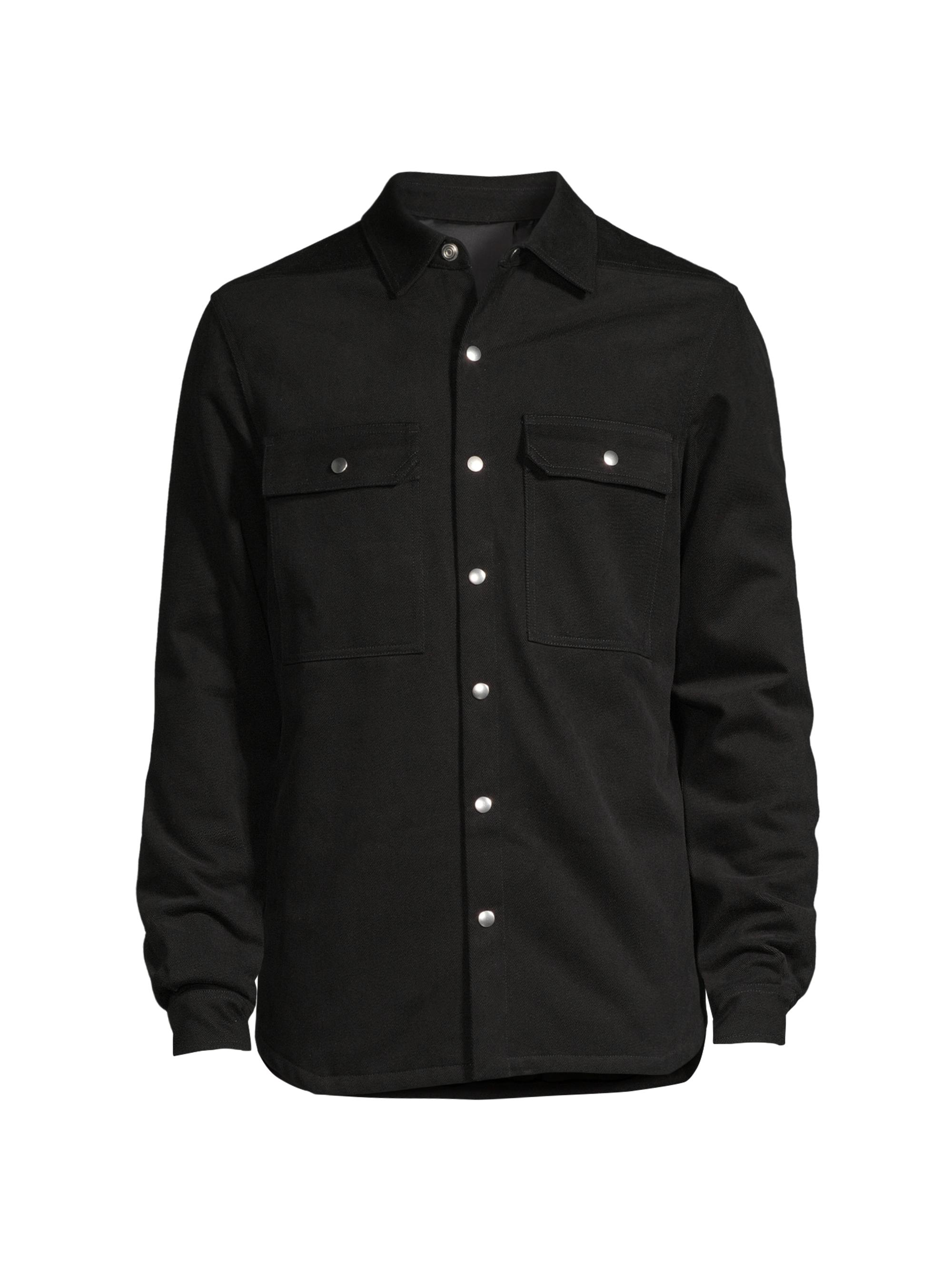 Rick Owens Men's Snap-Front Cotton Outershirt - Black