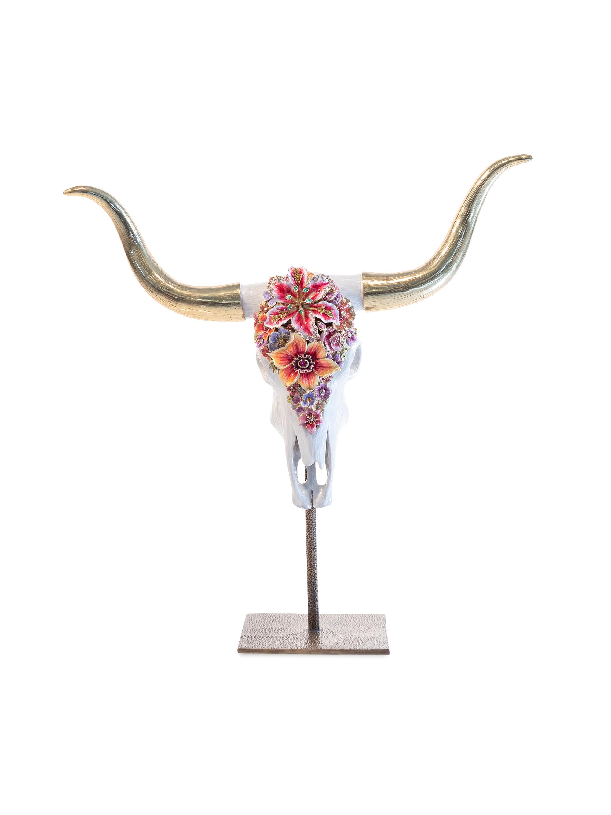 Jay Strongwater Floral Cow Skull