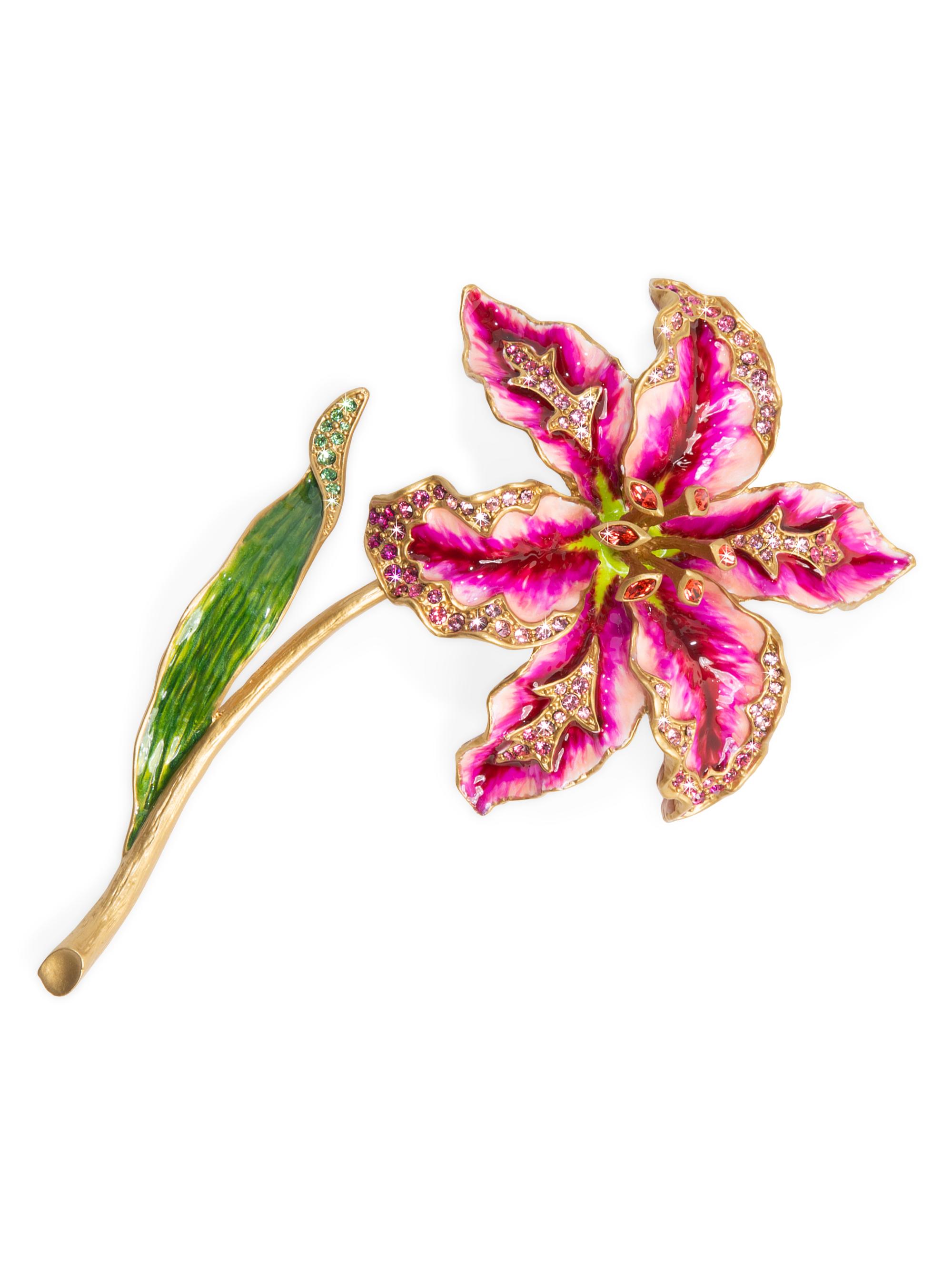 Jay Strongwater Enameled Crystal Lily
