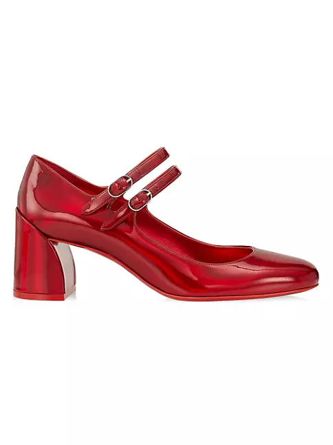 Christian Louboutin Red Patent Leather And White Leather Trim