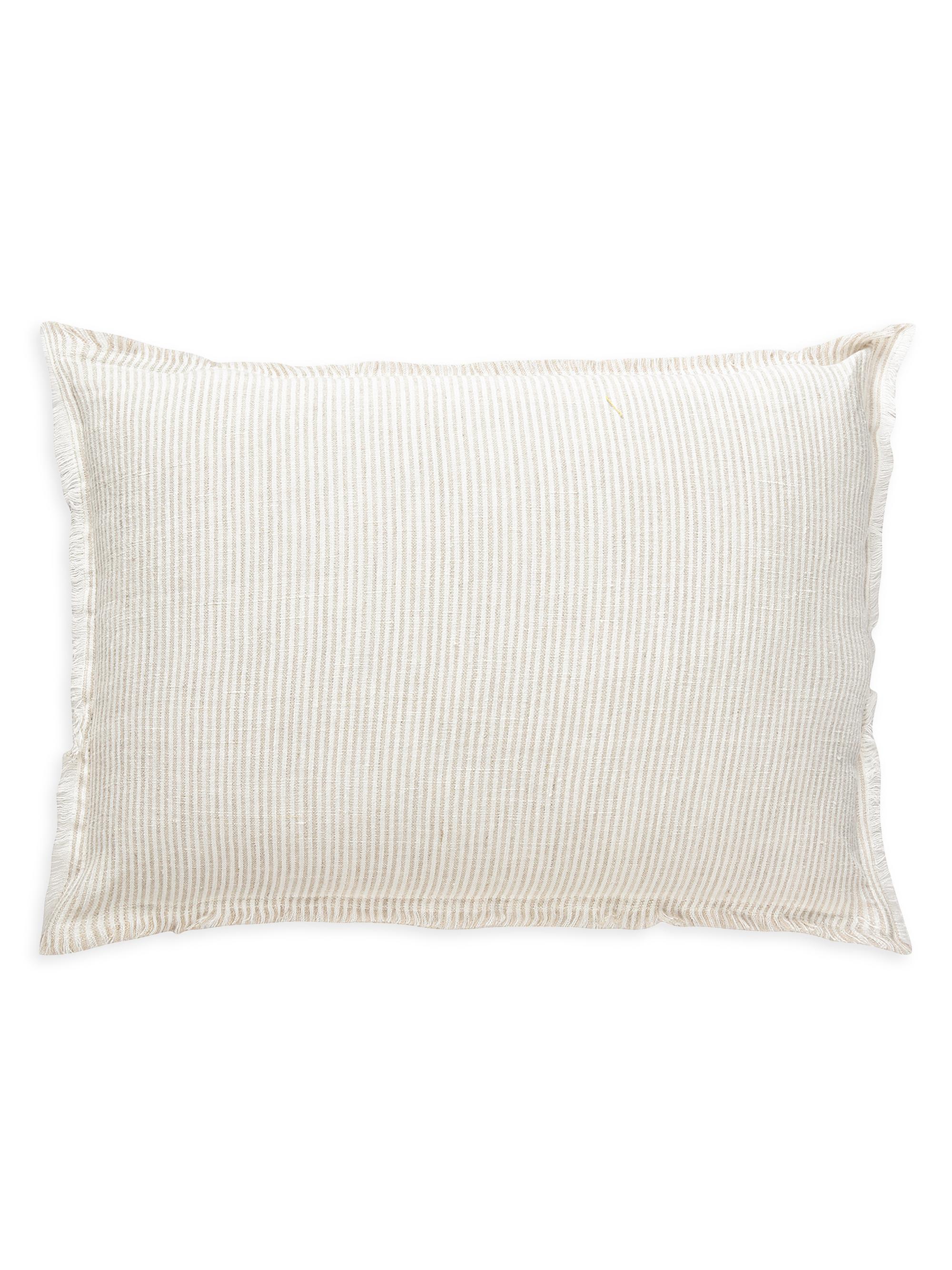 Anaya So Soft Linen Striped Down Pillow - Beige And White
