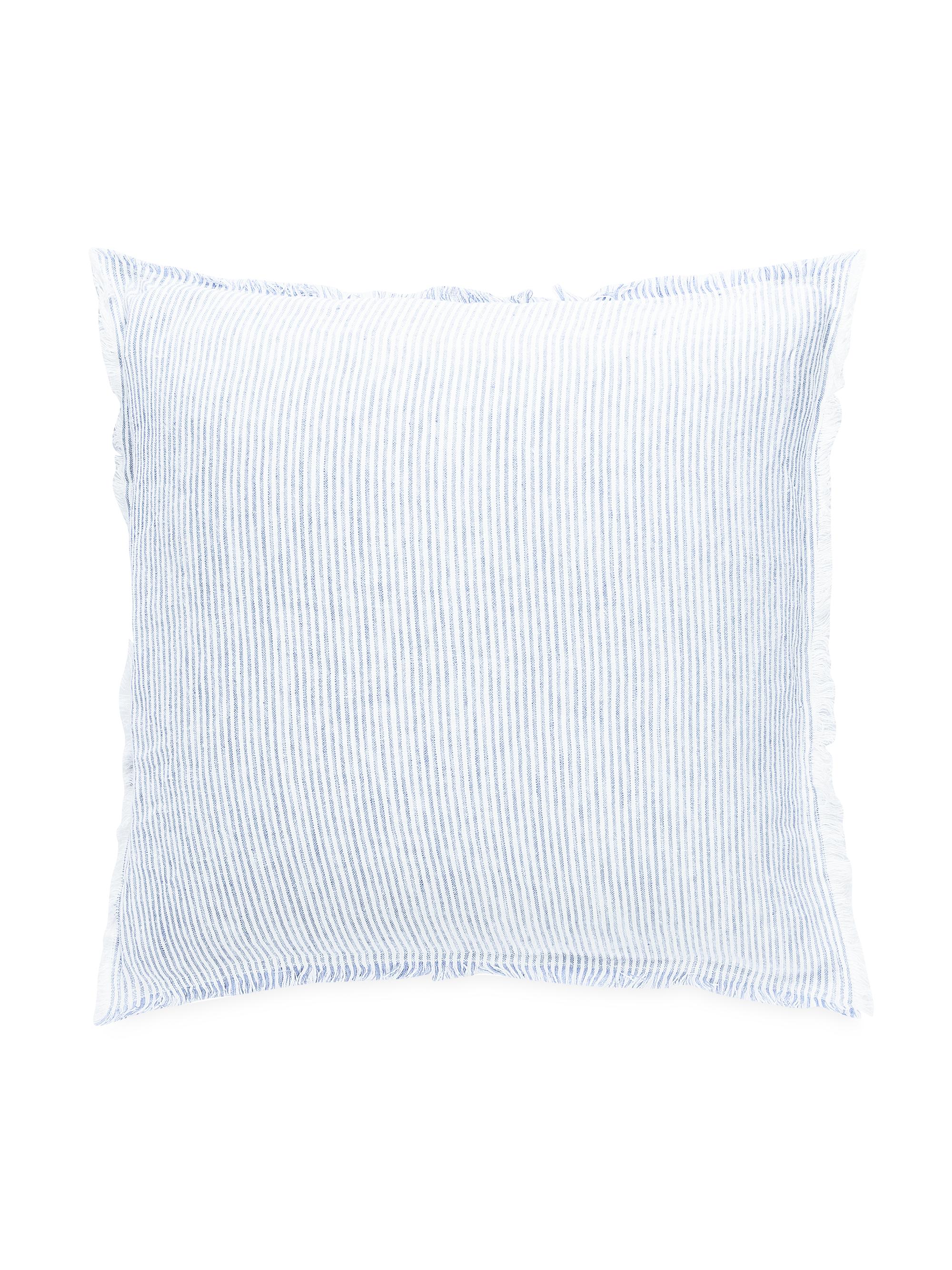 Anaya So Soft Linen Striped Pillow - Light Blue And White