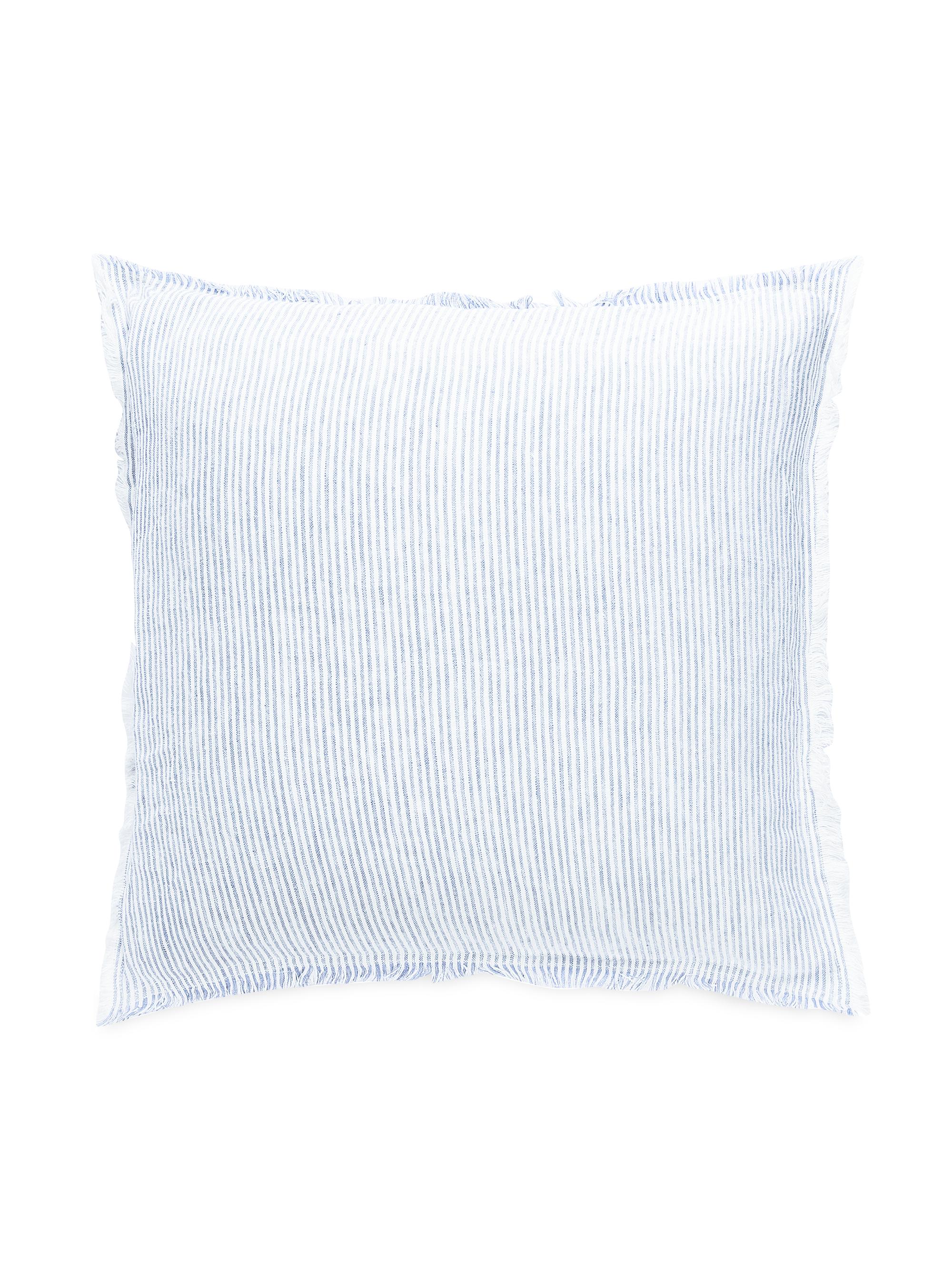 Anaya So Soft Linen Striped Down Pillow - Light Blue And White