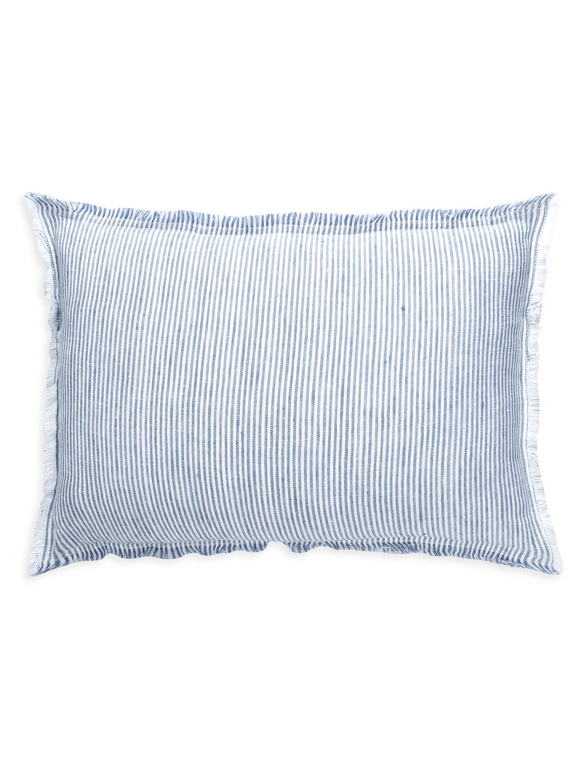 Anaya So Soft Linen Striped Pillow - Blue And White