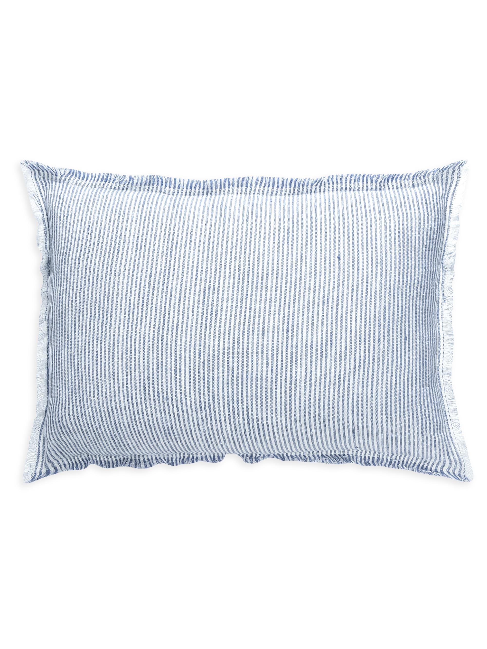 Anaya So Soft Linen Striped Pillow - Blue And White