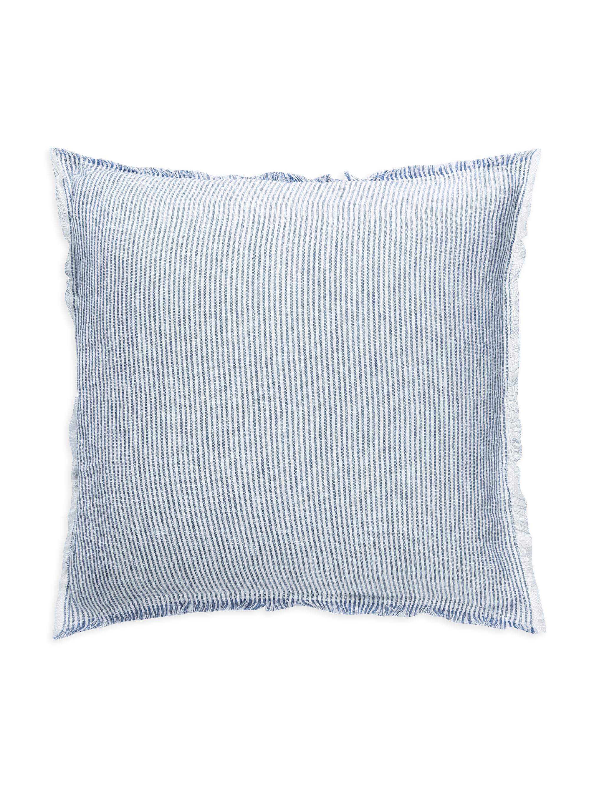 Anaya So Soft Linen Chambray Striped Down-Alternative Pillow - Blue And White