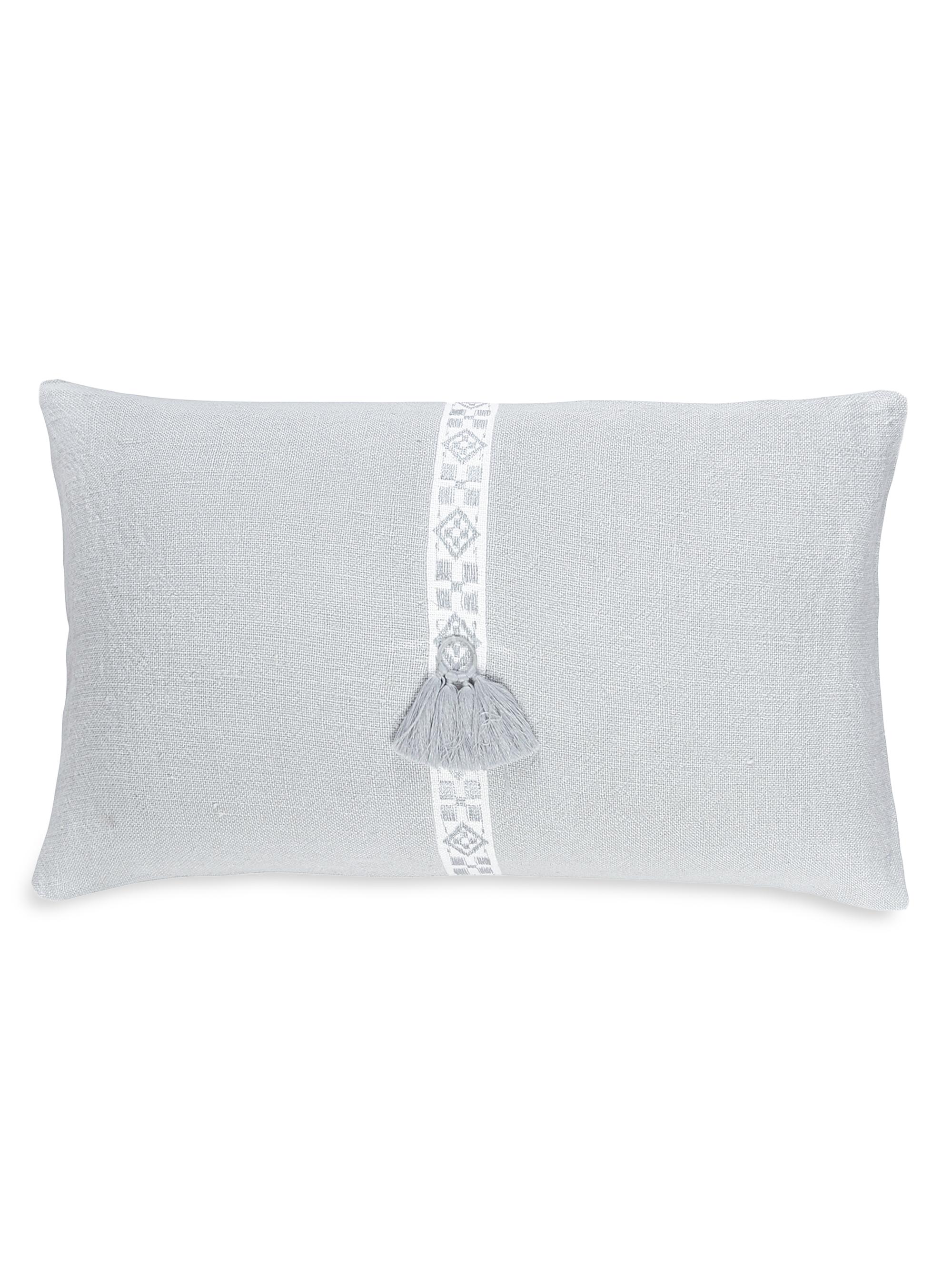 Anaya So Soft Linen Geo Trim Pillow - Grey