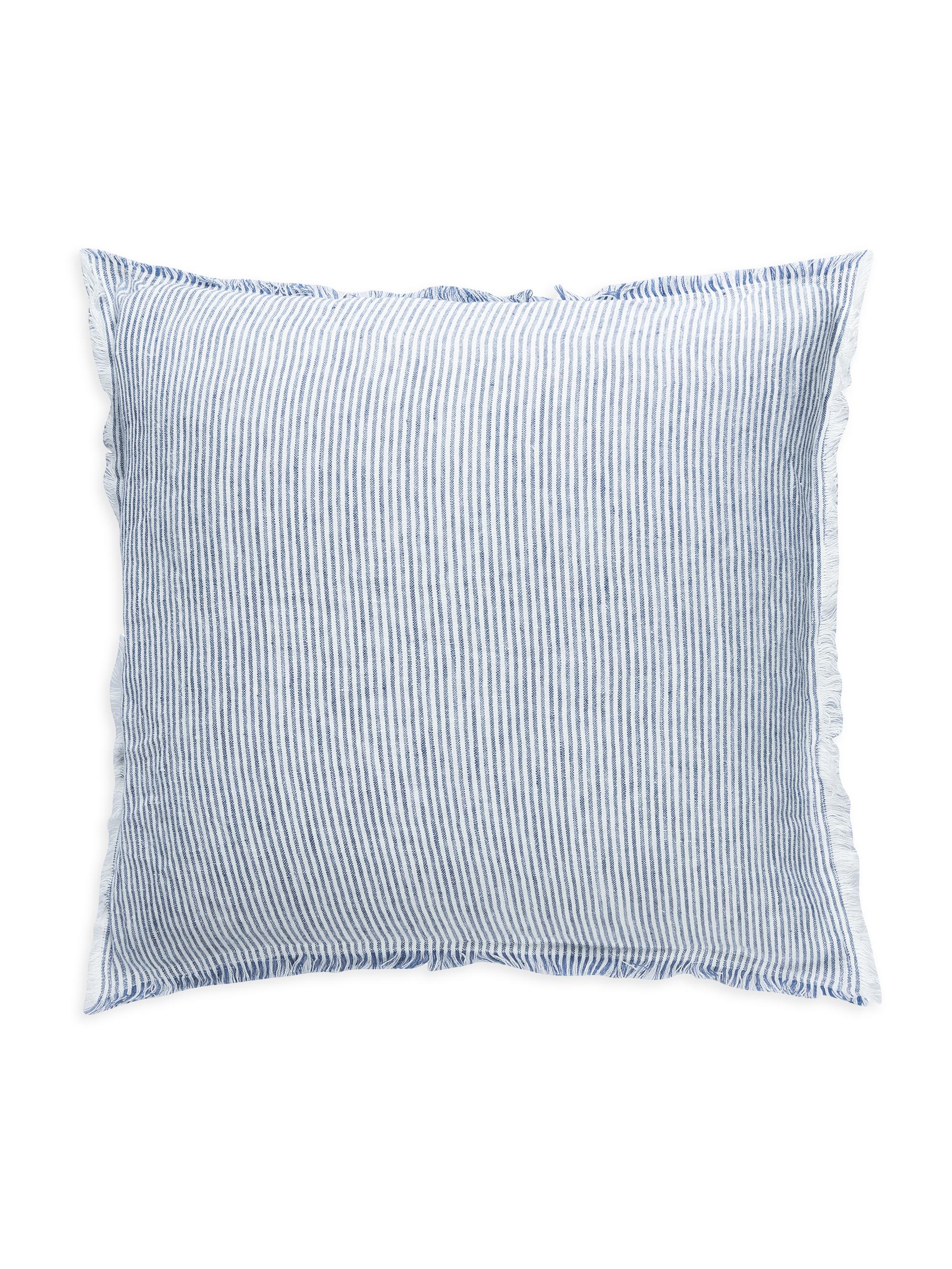 Anaya So Soft Linen Chambray Striped Down-Alternative Pillow - Blue And White
