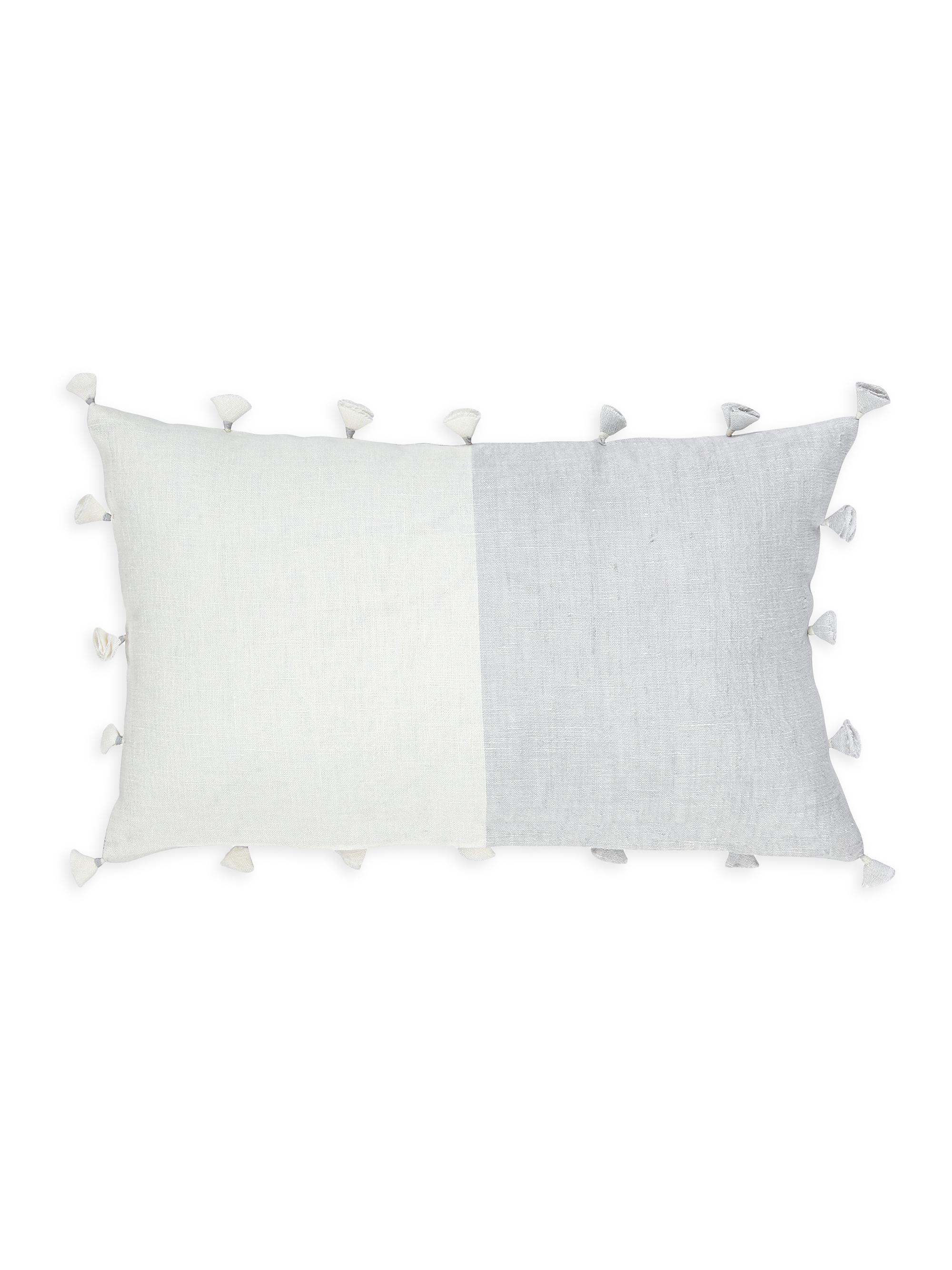 Anaya So Soft Linen Tassels Pillow - Grey