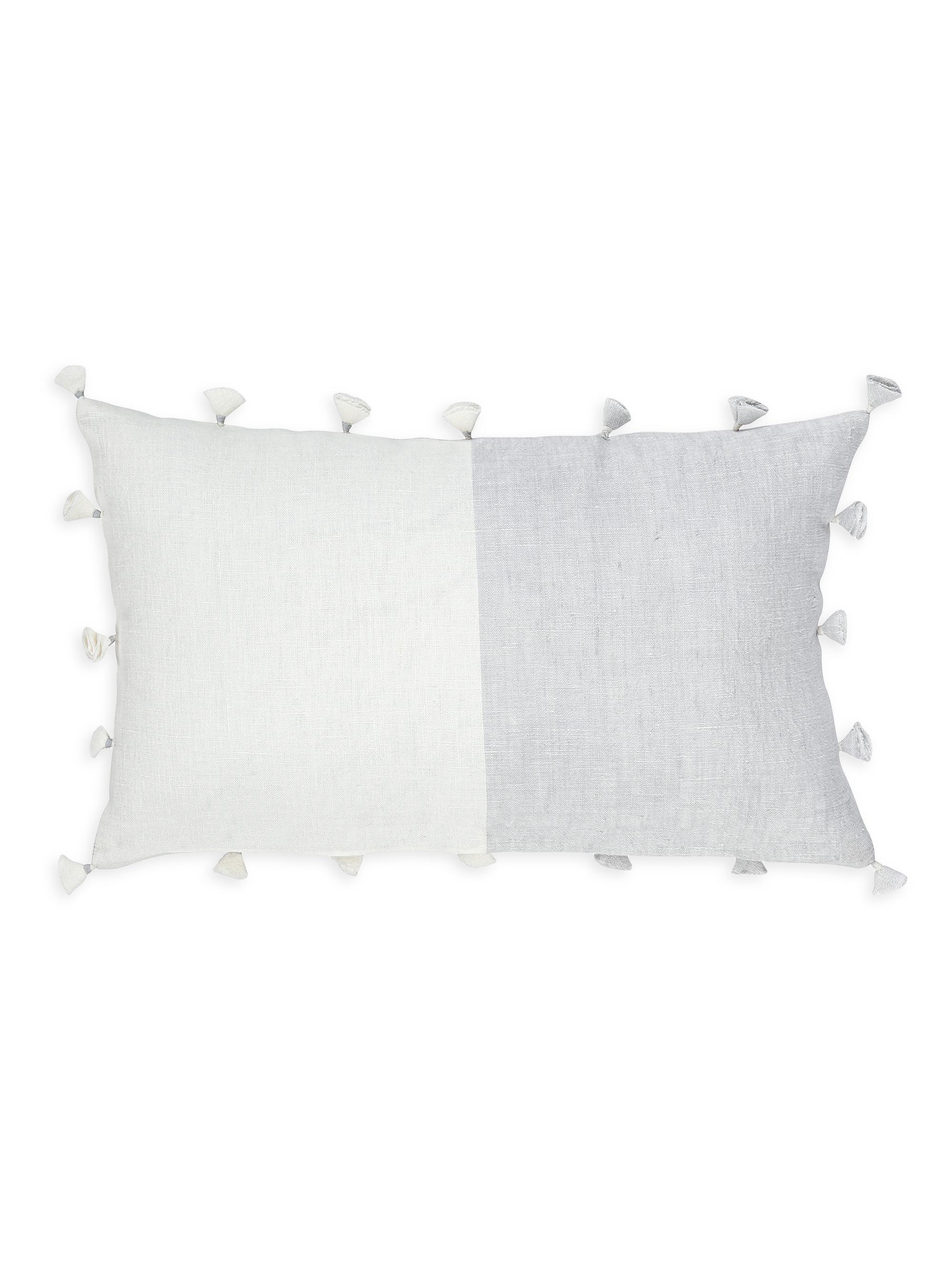 Anaya So Soft Linen Tassels Down Pillow - Grey And White