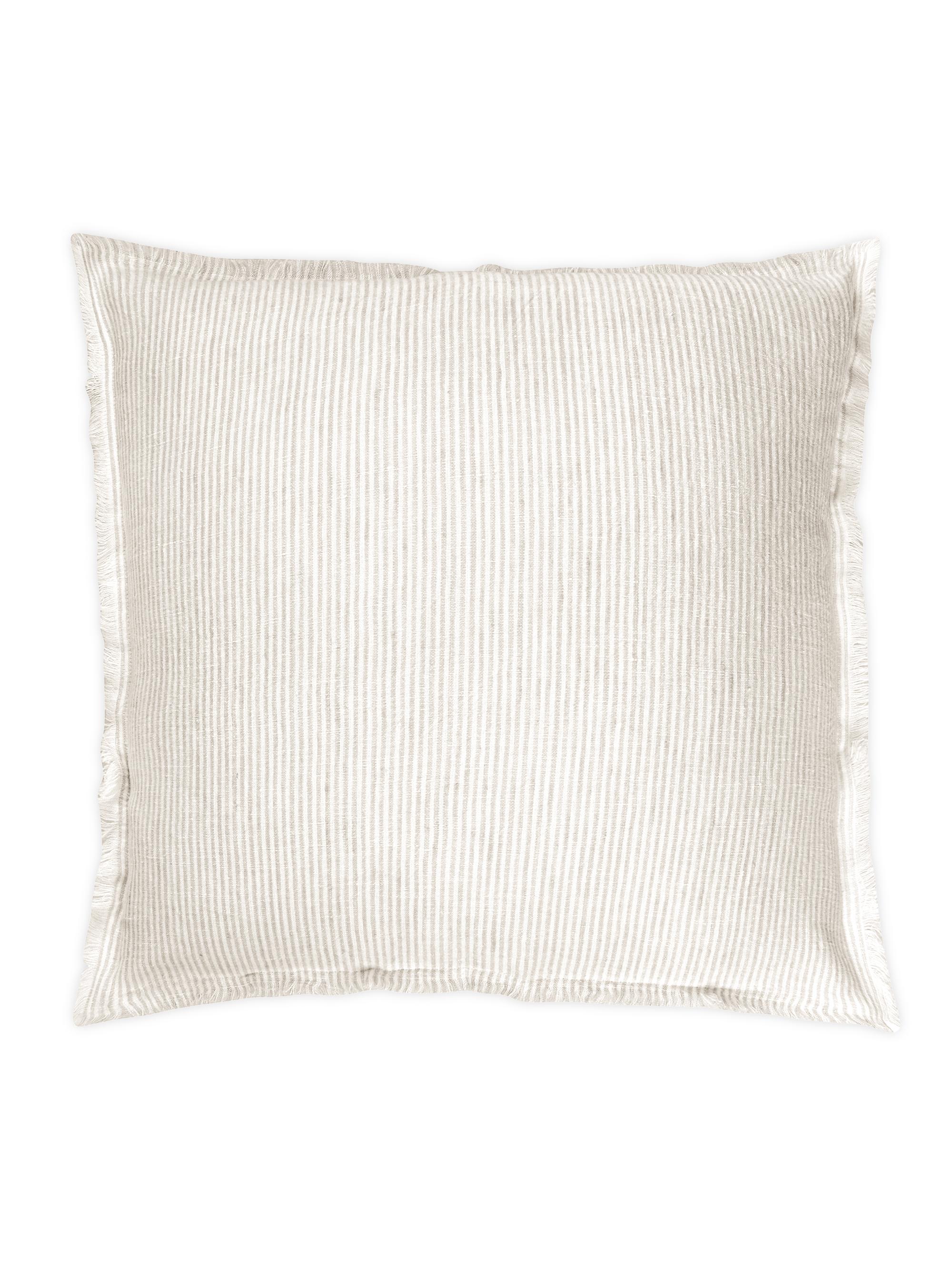 Anaya So Soft Striped Linen Pillow - Beige And White