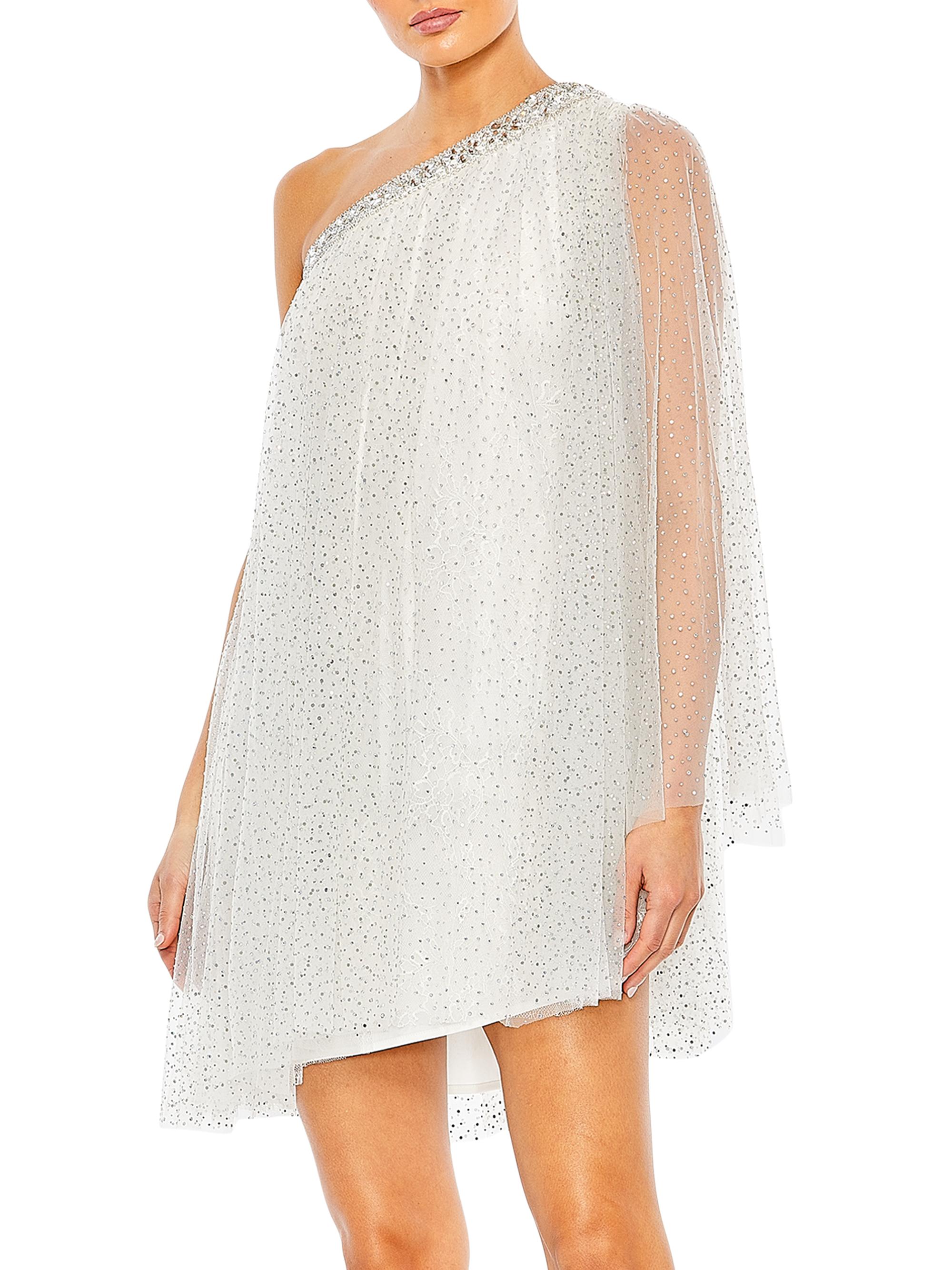 Mac Duggal Women's Rhinestone A-Line Mini Dress - White