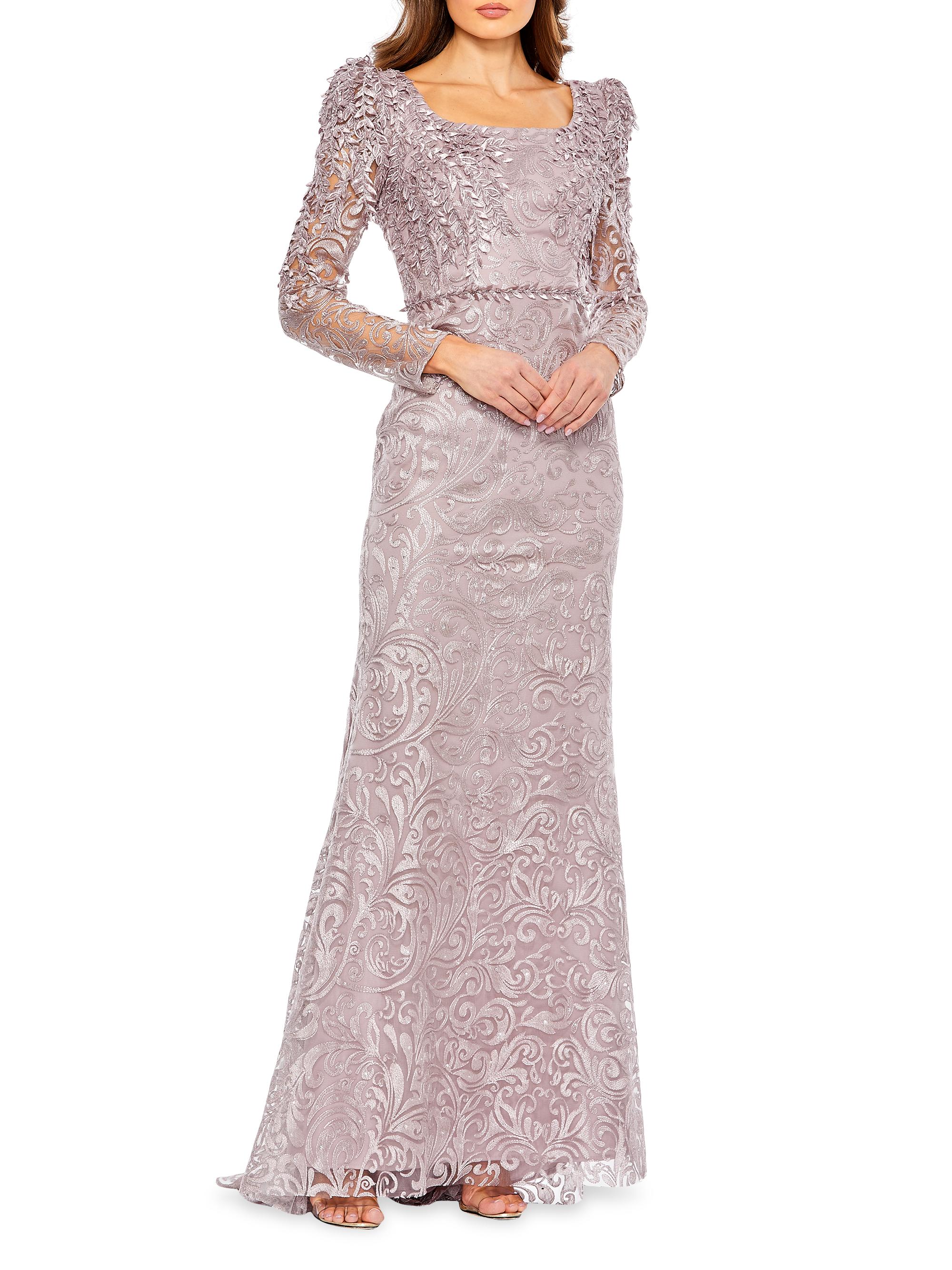 Mac Duggal Women's Embroidered Tulle Trumpet Gown - Mocha