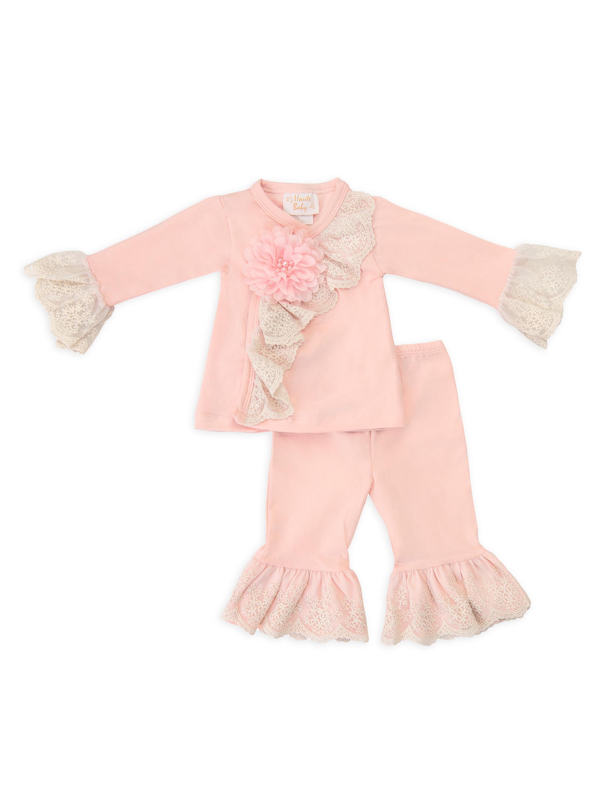 Haute Baby Baby Girl's Chic Petite Crisscross Set - Pink 6 Months