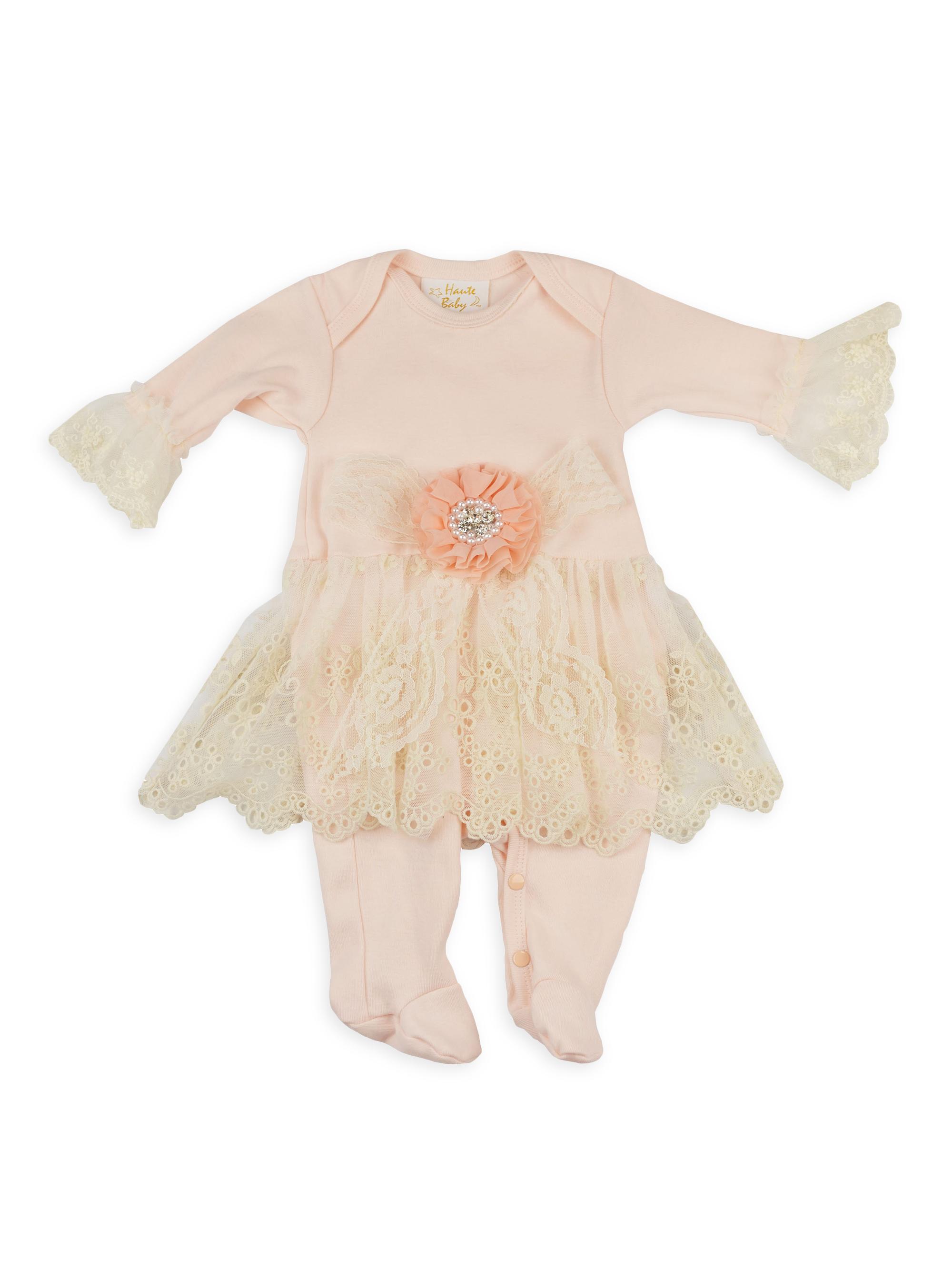 Haute Baby Baby Girl's Sweet Angel Footie - Pink 12 Months