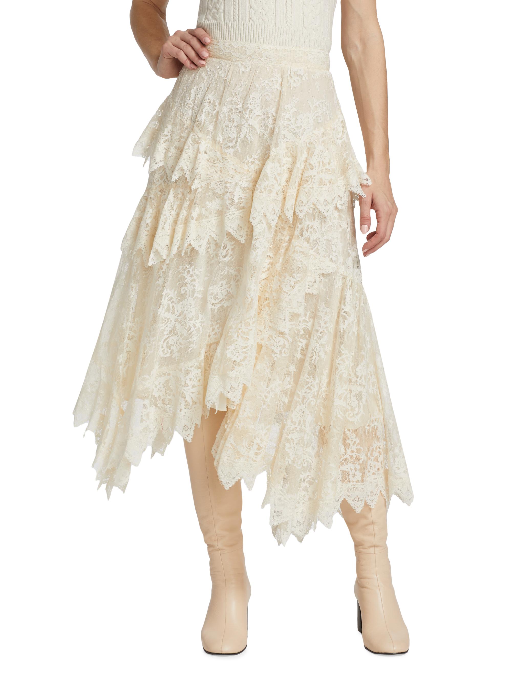 Zimmermann Lace Asymmetric Midi-Skirt | Saks Fifth Avenue