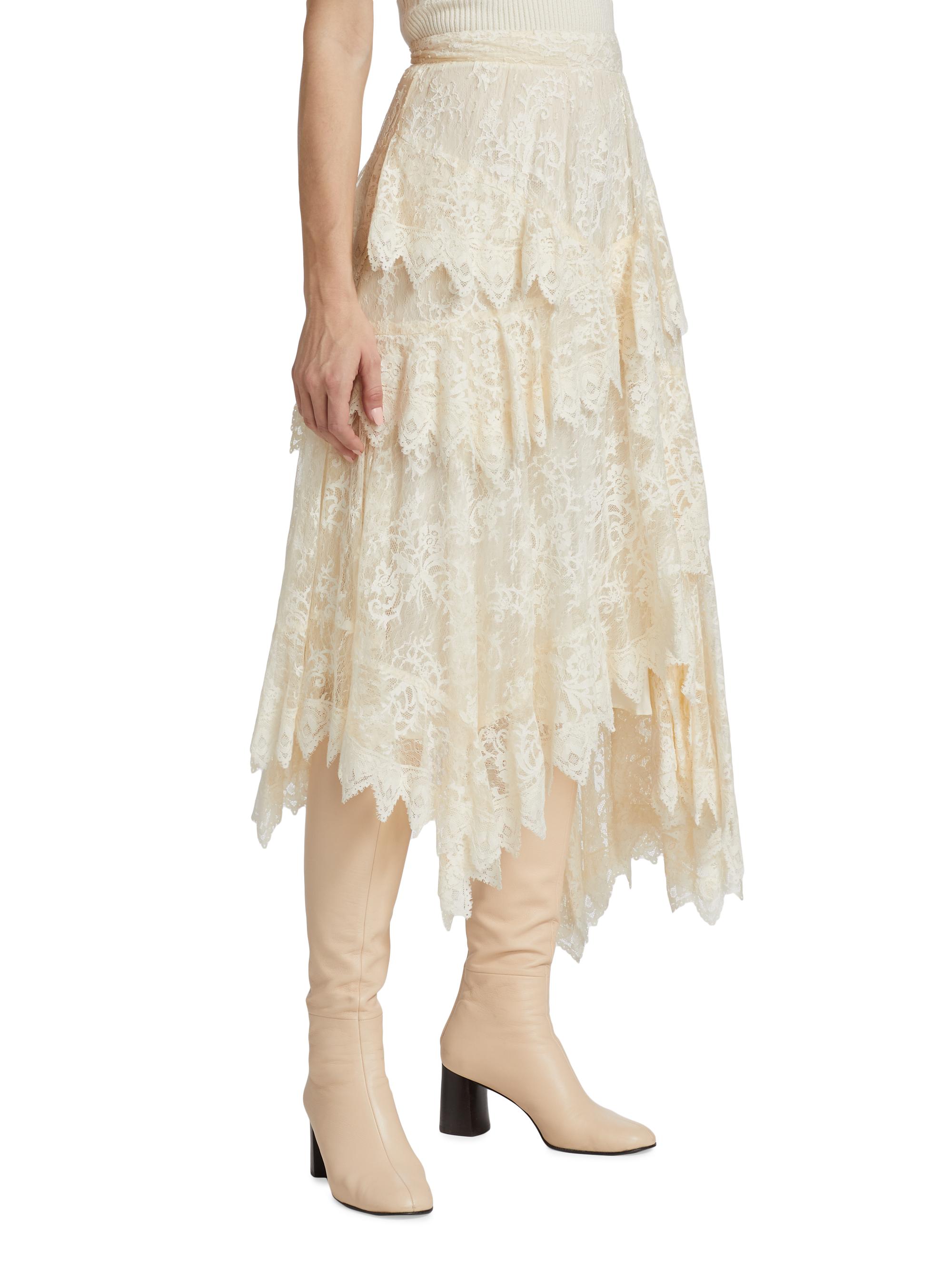 Zimmermann Lace Asymmetric Midi-Skirt | Saks Fifth Avenue